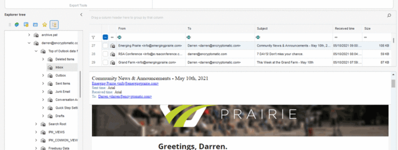 Main page of Pst Viewer Pro email viewer.